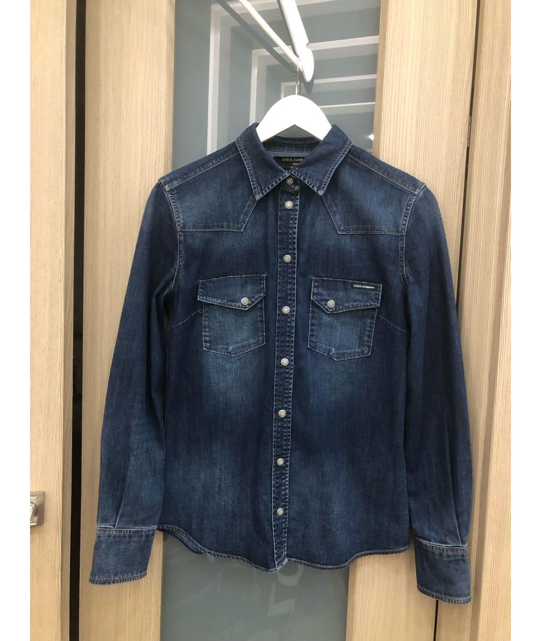 DOLCE&GABBANA Темно-синяя деним рубашка, фото 9