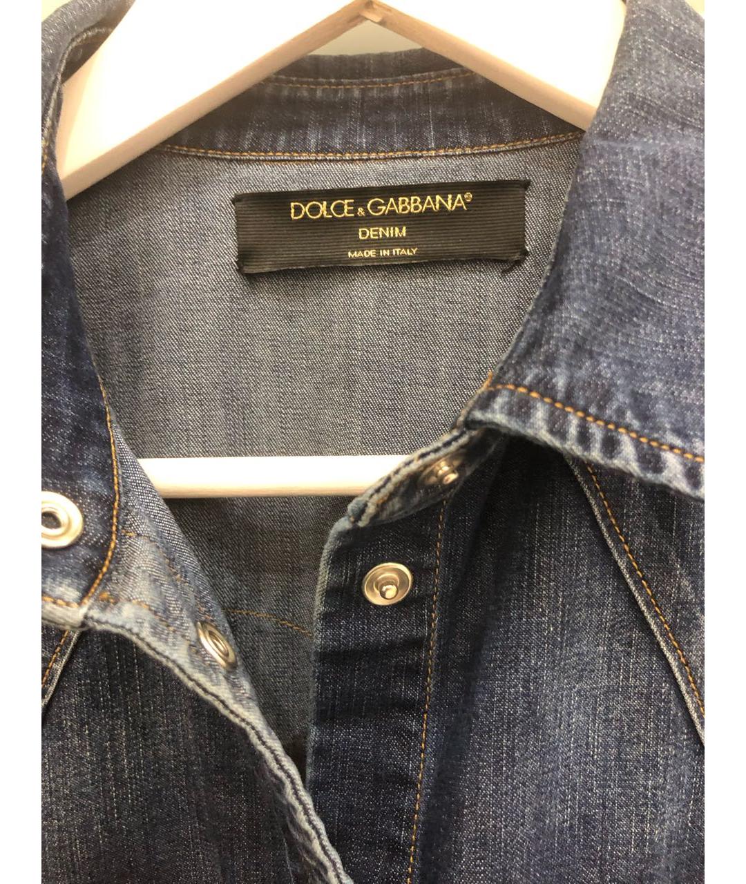 DOLCE&GABBANA Темно-синяя деним рубашка, фото 3