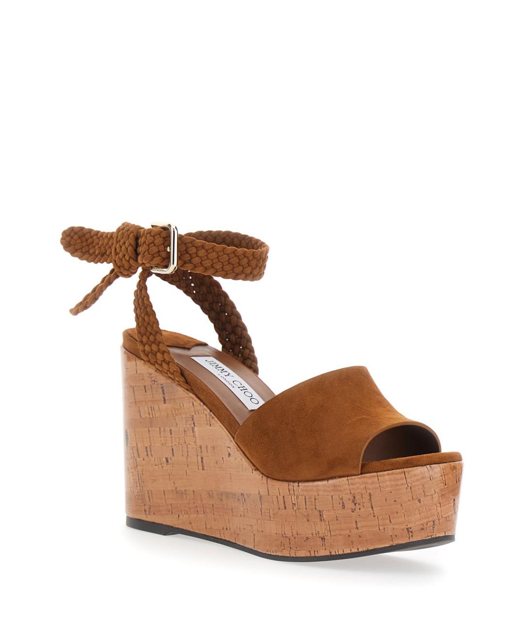 JIMMY CHOO Коричневые замшевые босоножки, фото 2