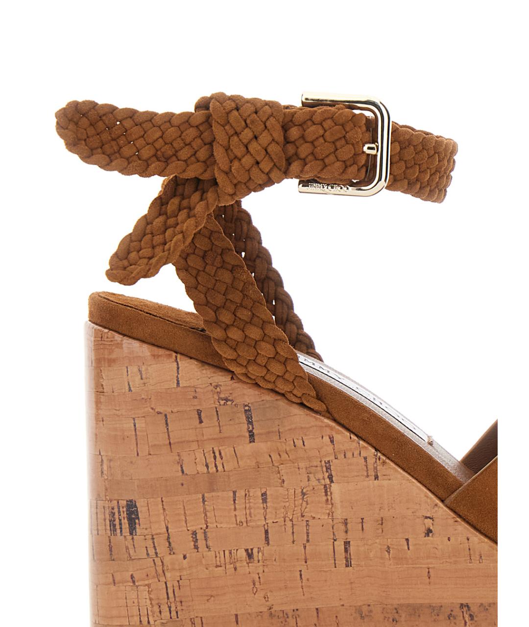 JIMMY CHOO Коричневые замшевые босоножки, фото 4