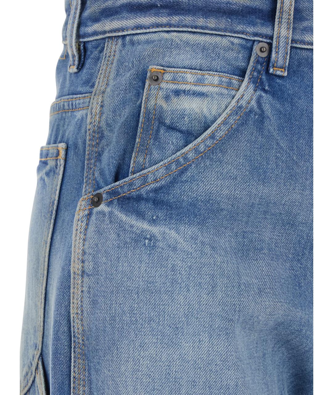 MAISON MARGIELA Синие хлопковые прямые джинсы, фото 3