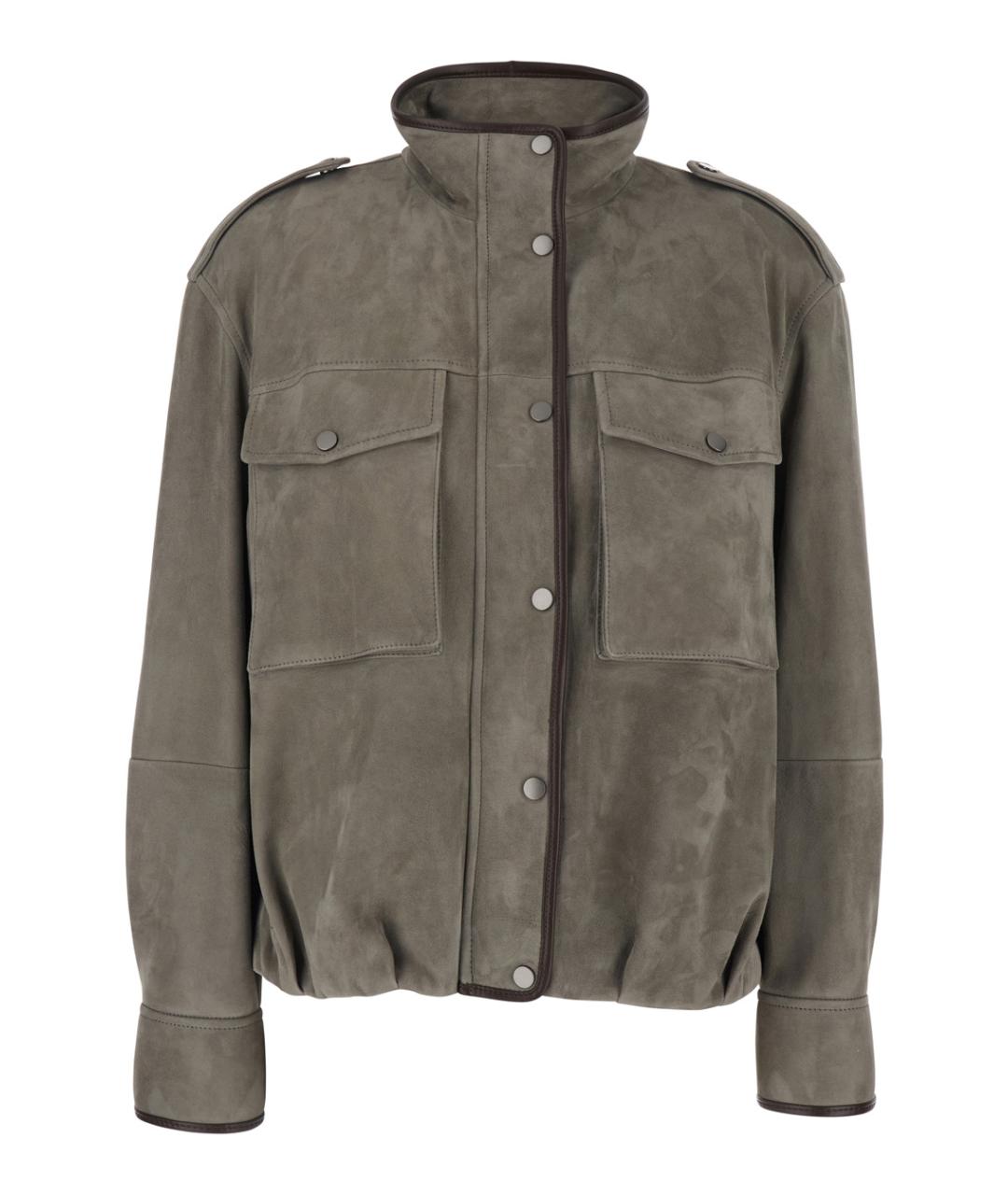 BRUNELLO CUCINELLI Зеленая замшевая куртка, фото 1