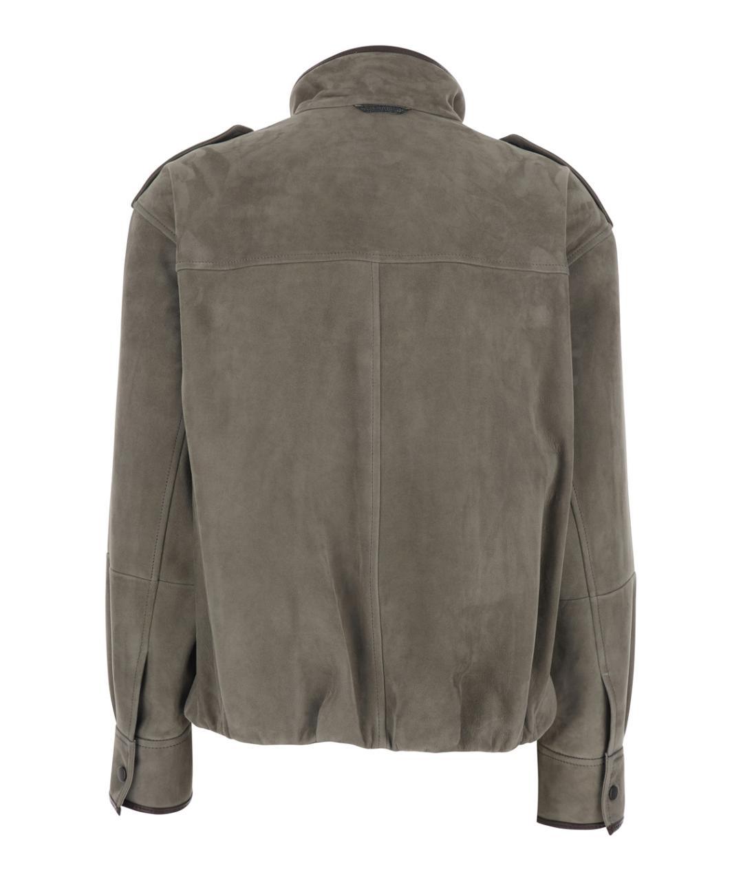 BRUNELLO CUCINELLI Зеленая замшевая куртка, фото 2