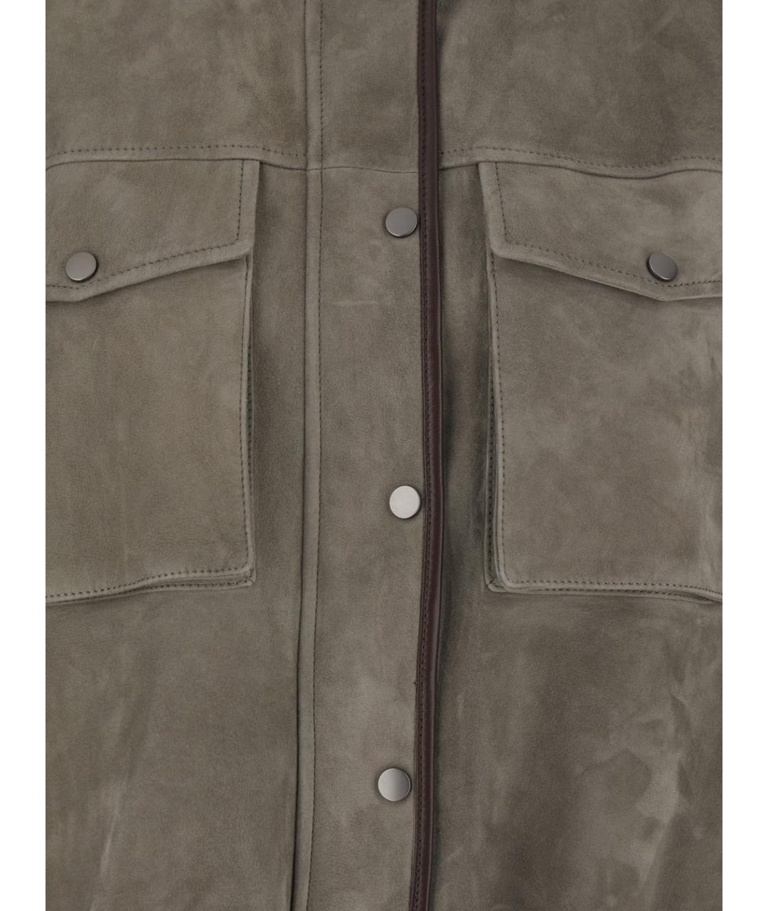 BRUNELLO CUCINELLI Зеленая замшевая куртка, фото 3