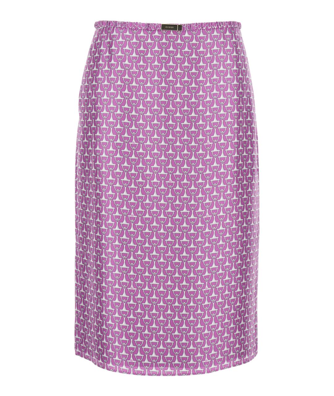 GUCCI Фиолетовая шелковая юбка миди, фото 1