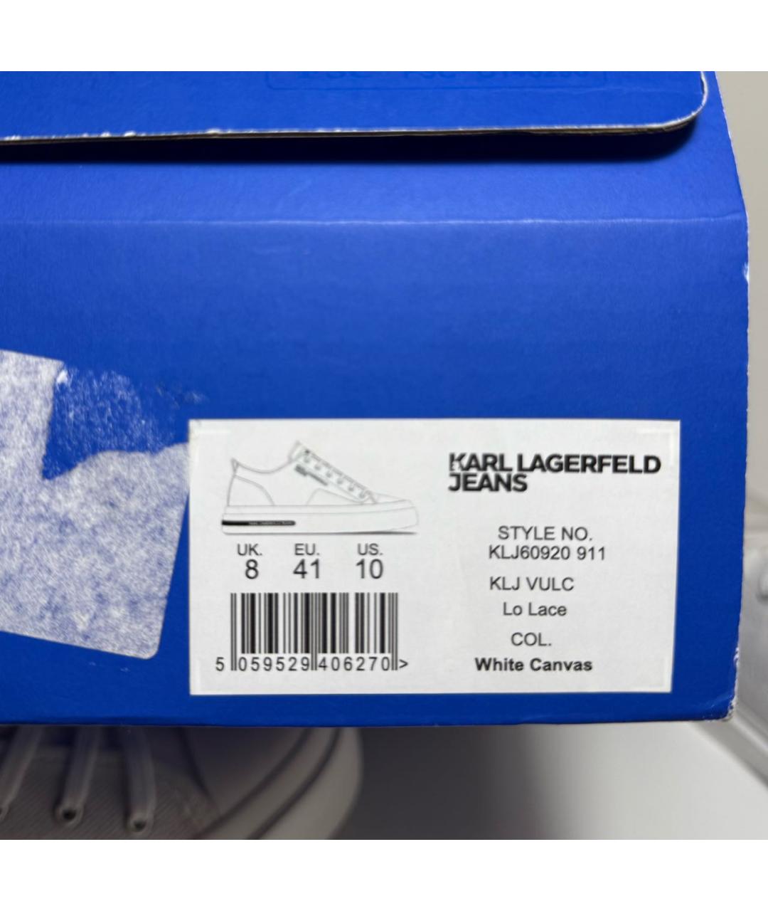 KARL LAGERFELD Белые текстильные низкие кроссовки / кеды, фото 7