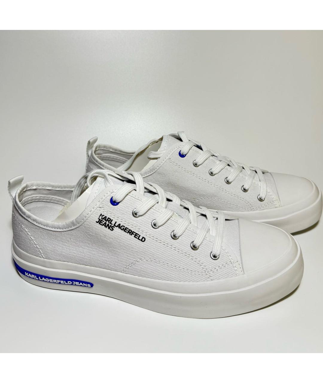 KARL LAGERFELD Белые текстильные низкие кроссовки / кеды, фото 3