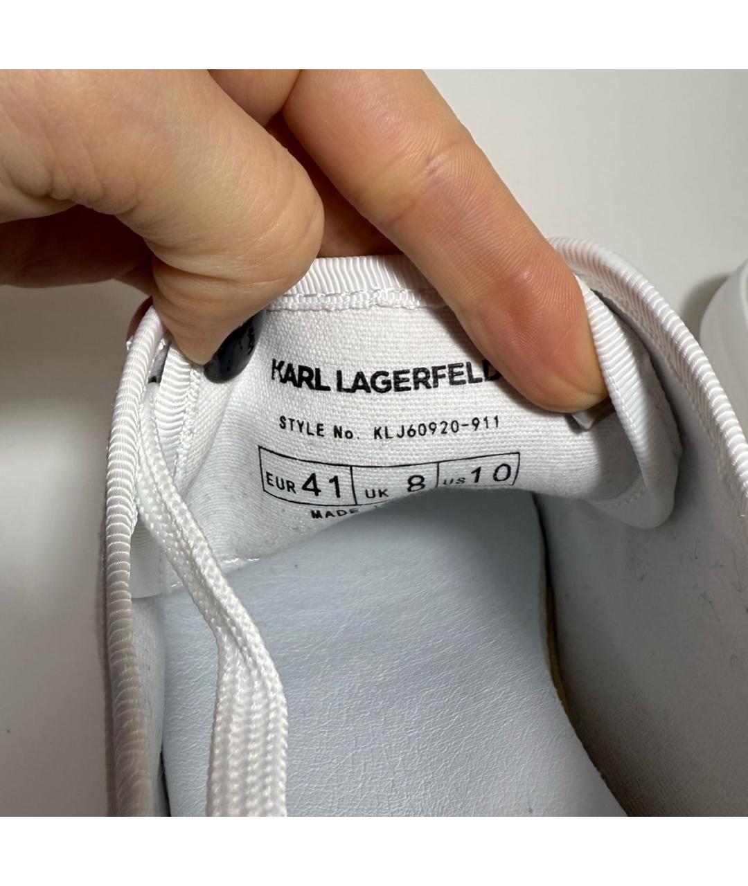 KARL LAGERFELD Белые текстильные низкие кроссовки / кеды, фото 6