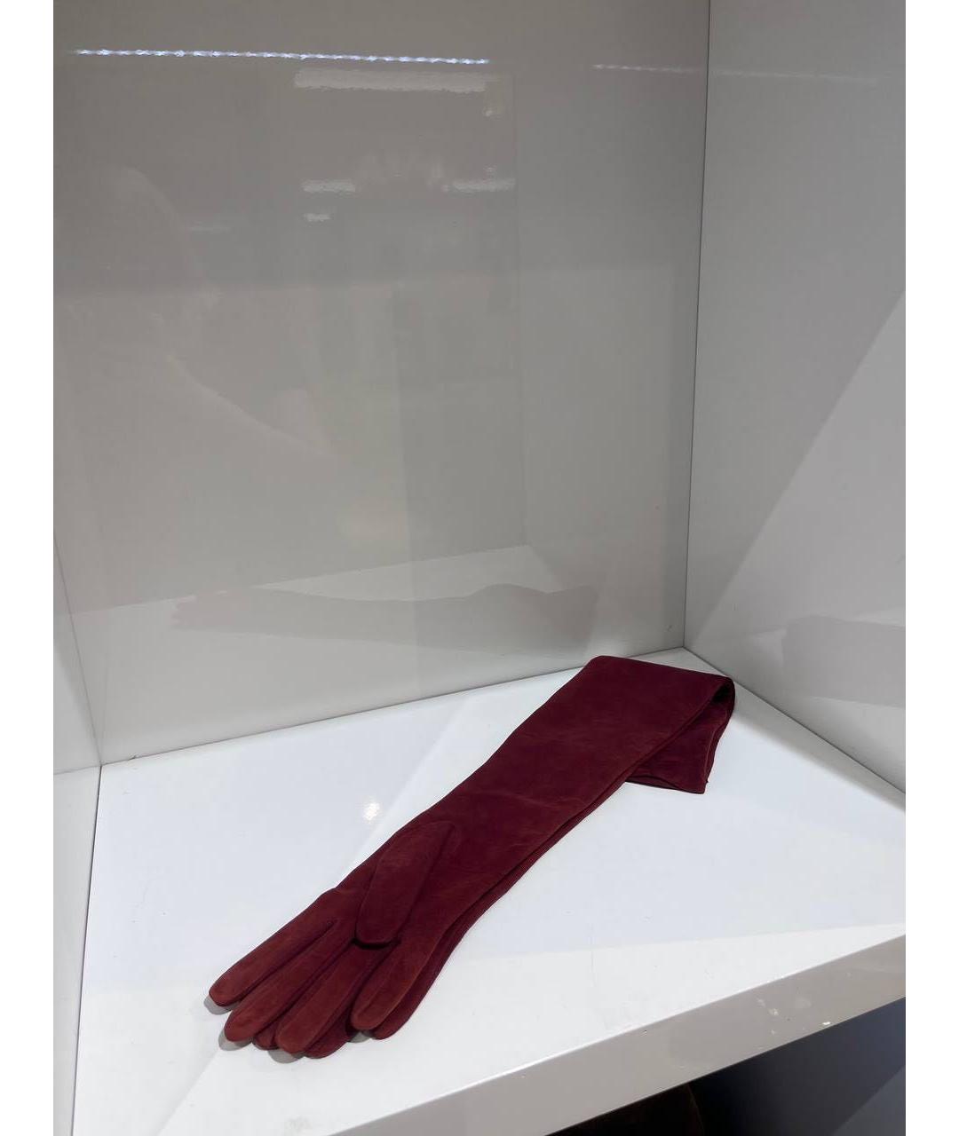 ETRO Бордовые кожаные перчатки, фото 3