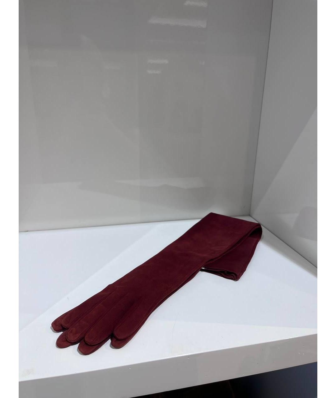 ETRO Бордовые кожаные перчатки, фото 4