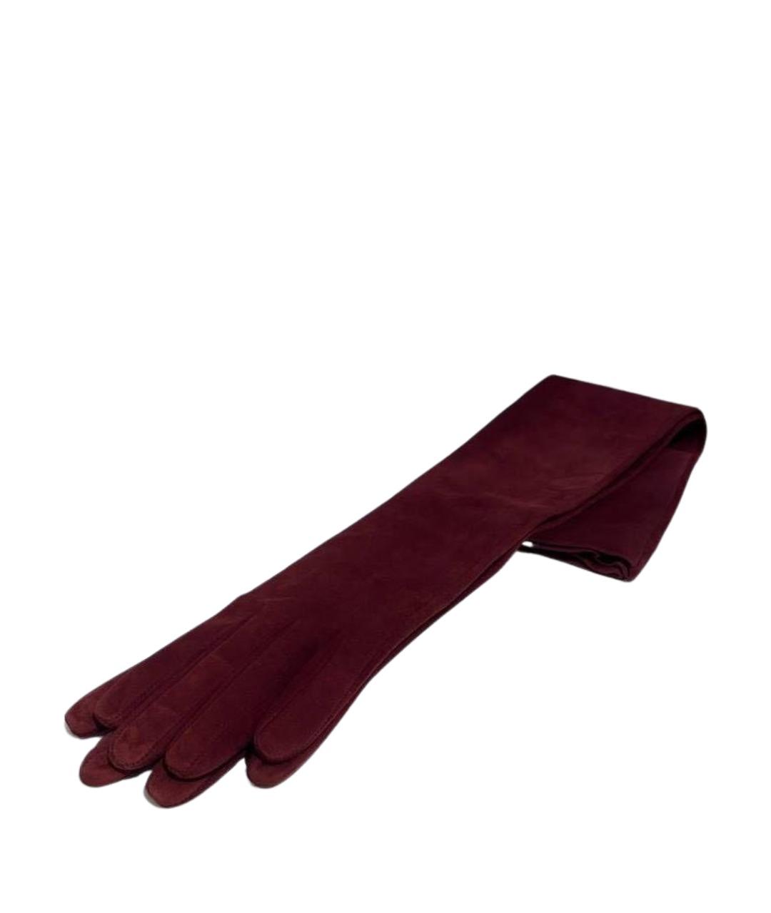 ETRO Бордовые кожаные перчатки, фото 1