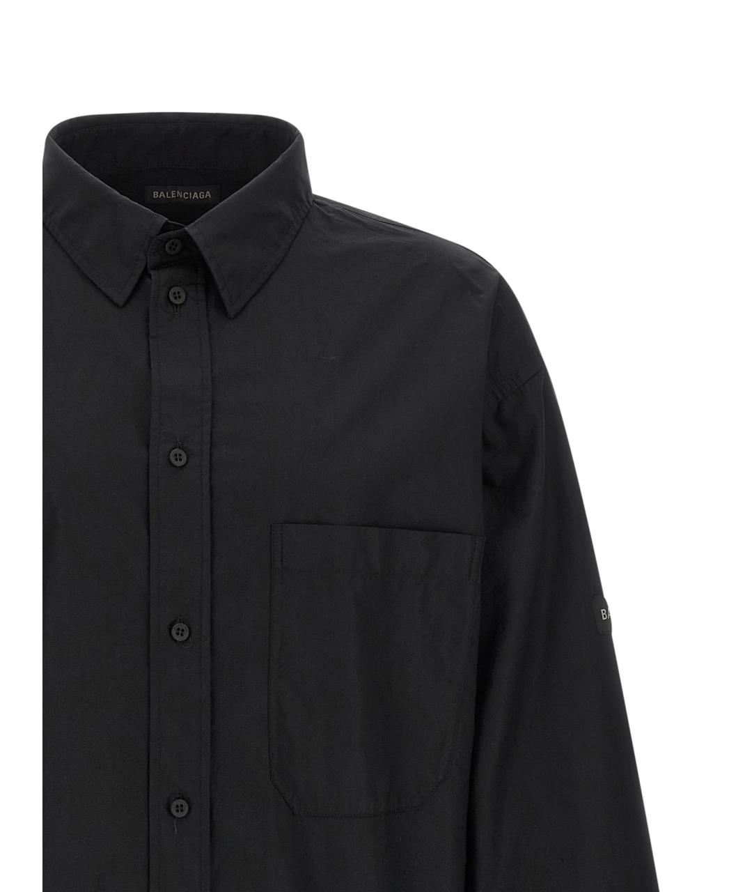 BALENCIAGA Черная хлопковая кэжуал рубашка, фото 3