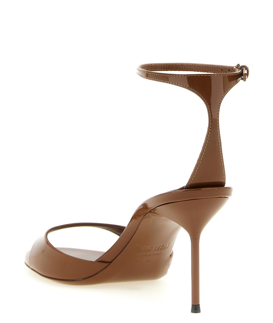 PARIS TEXAS Коричневые кожаные босоножки, фото 3