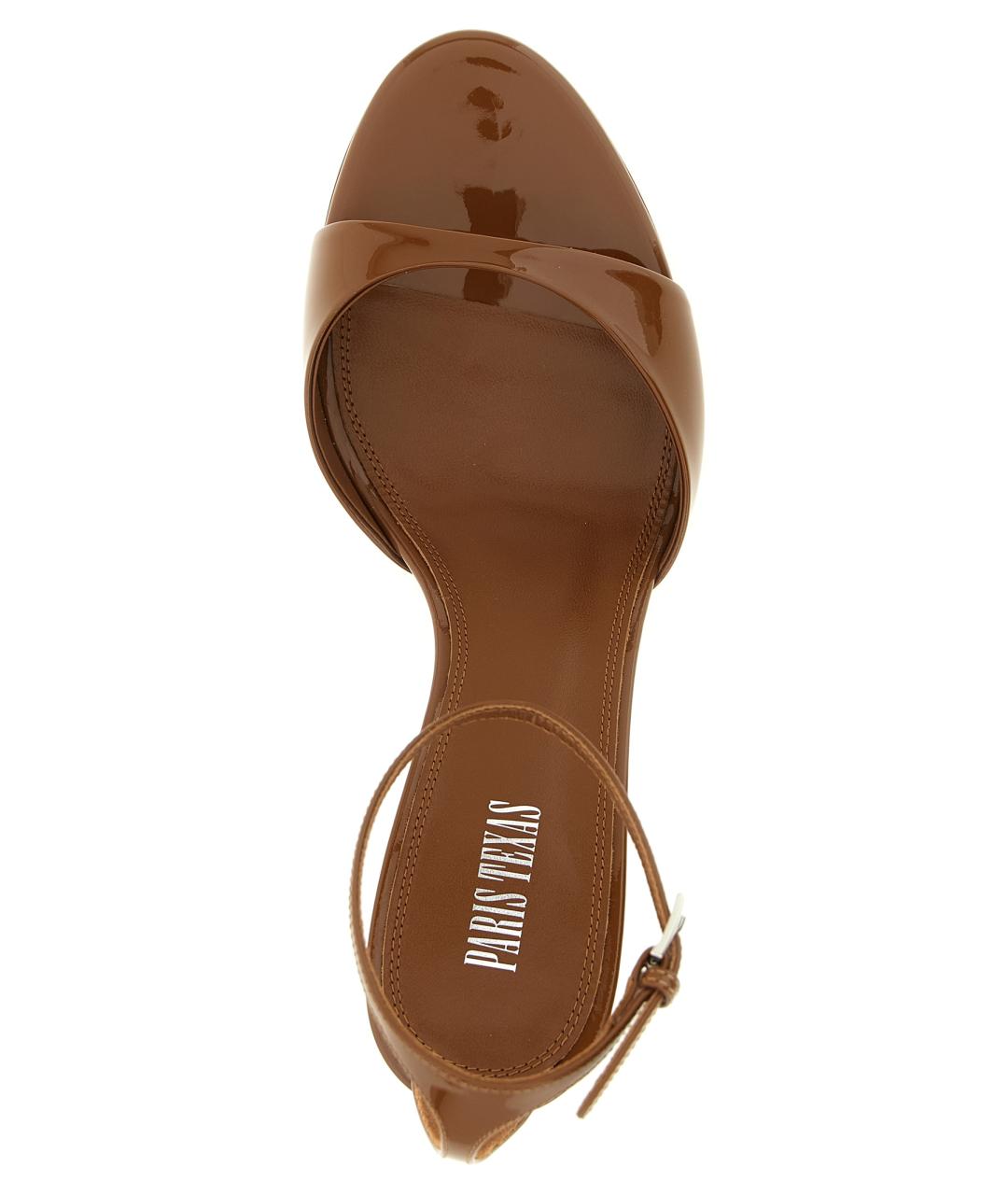 PARIS TEXAS Коричневые кожаные босоножки, фото 4