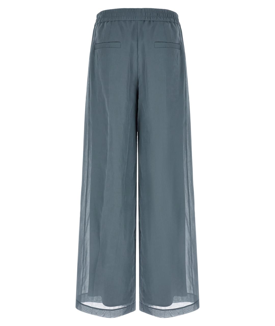 BRUNELLO CUCINELLI Синие хлопковые прямые брюки, фото 2