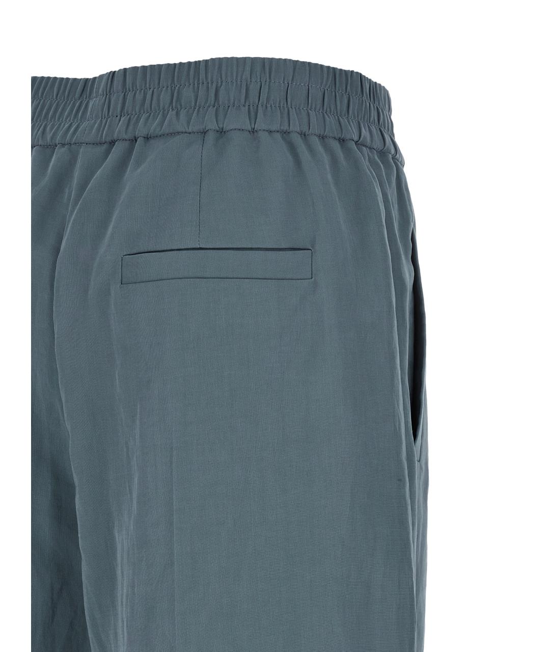 BRUNELLO CUCINELLI Синие хлопковые прямые брюки, фото 4