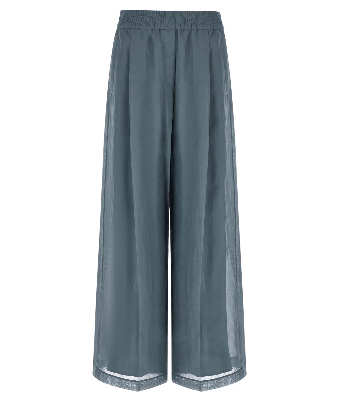 BRUNELLO CUCINELLI Синие хлопковые прямые брюки, фото 1