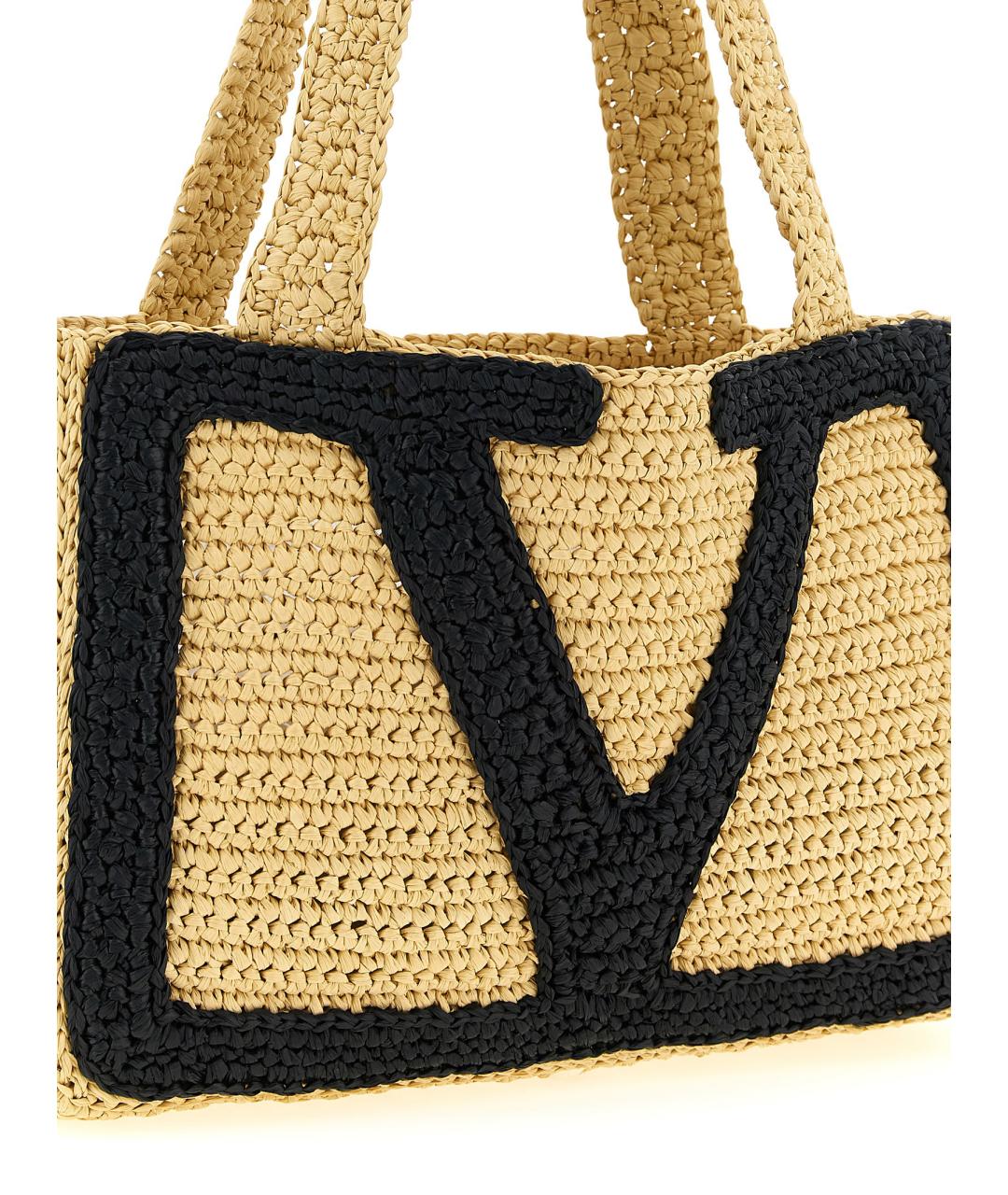 VALENTINO Бежевая пелетеная сумка тоут, фото 3