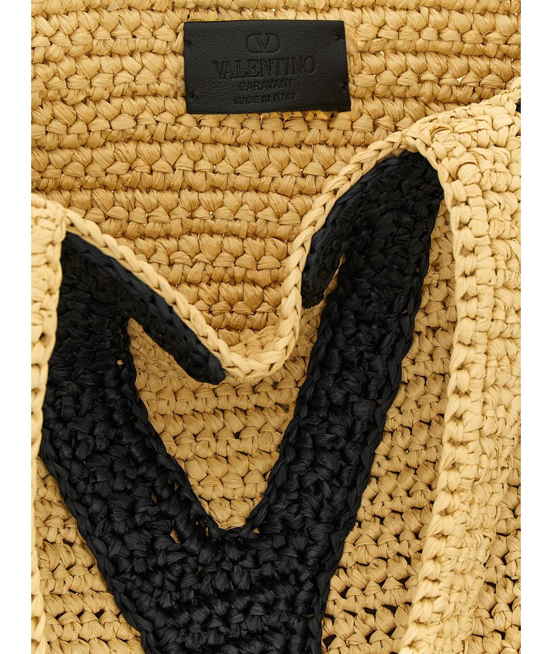 VALENTINO Бежевая пелетеная сумка тоут, фото 4
