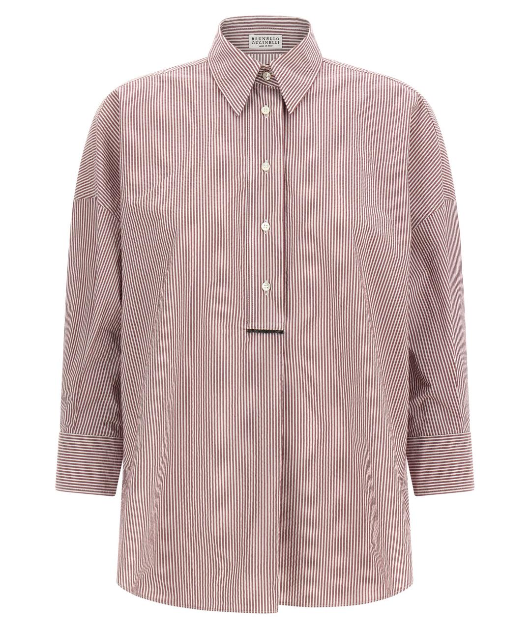 BRUNELLO CUCINELLI Бордовая хлопковая рубашка, фото 1