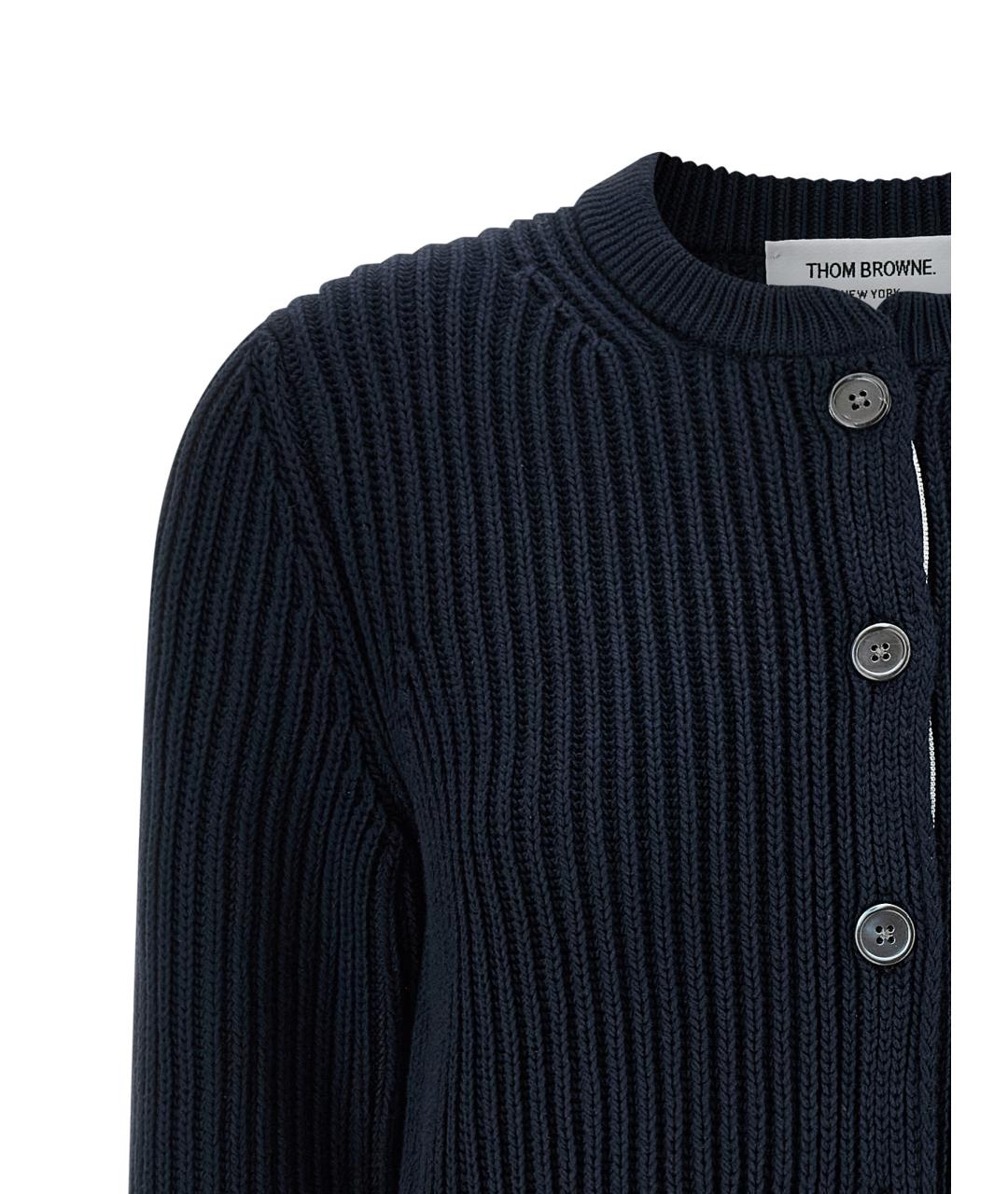 THOM BROWNE Синий хлопковый кардиган, фото 3
