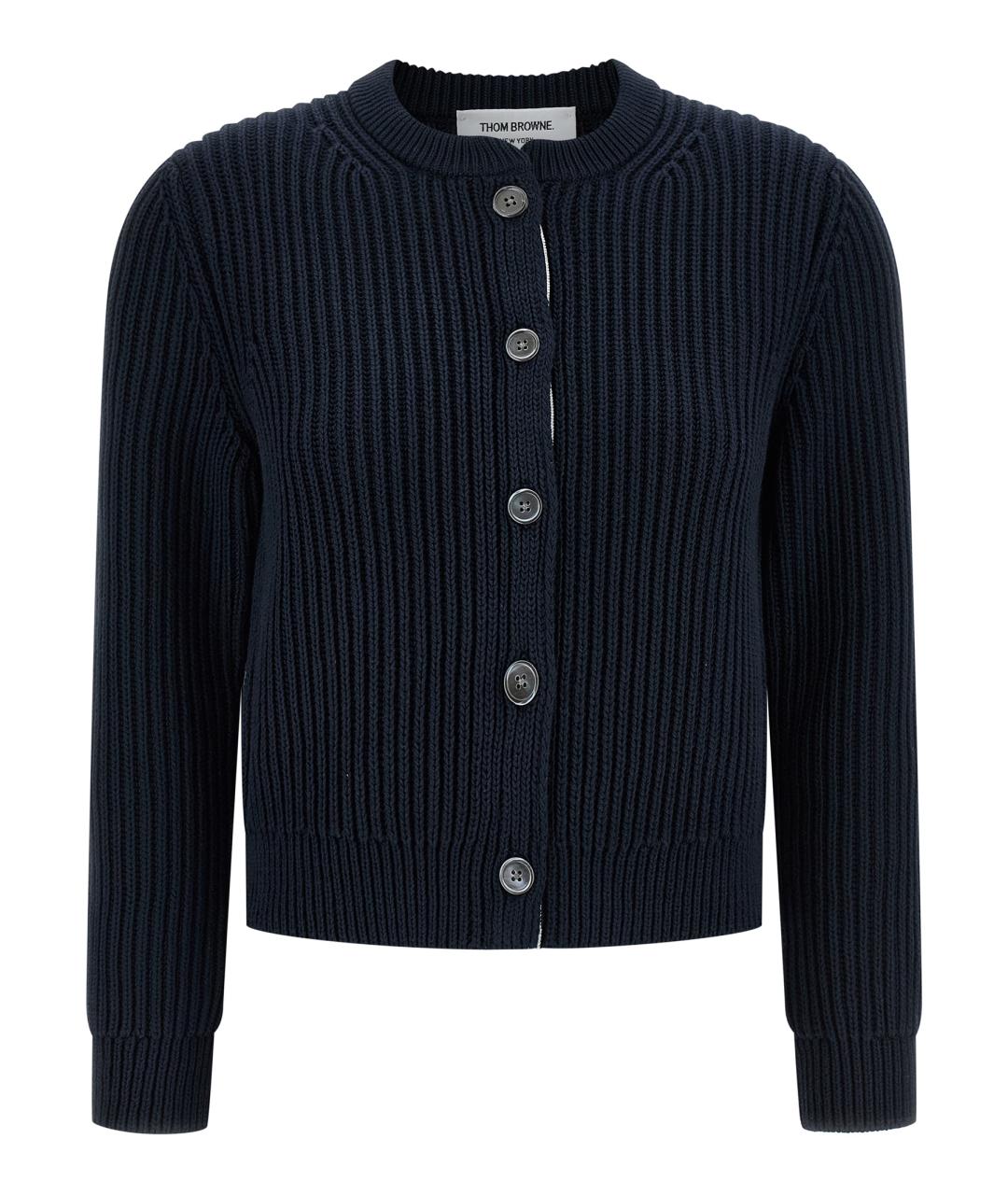 THOM BROWNE Синий хлопковый кардиган, фото 1