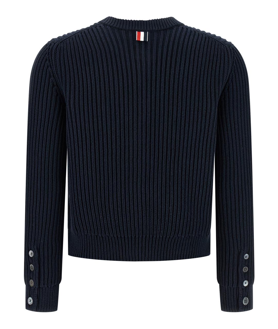 THOM BROWNE Синий хлопковый кардиган, фото 2