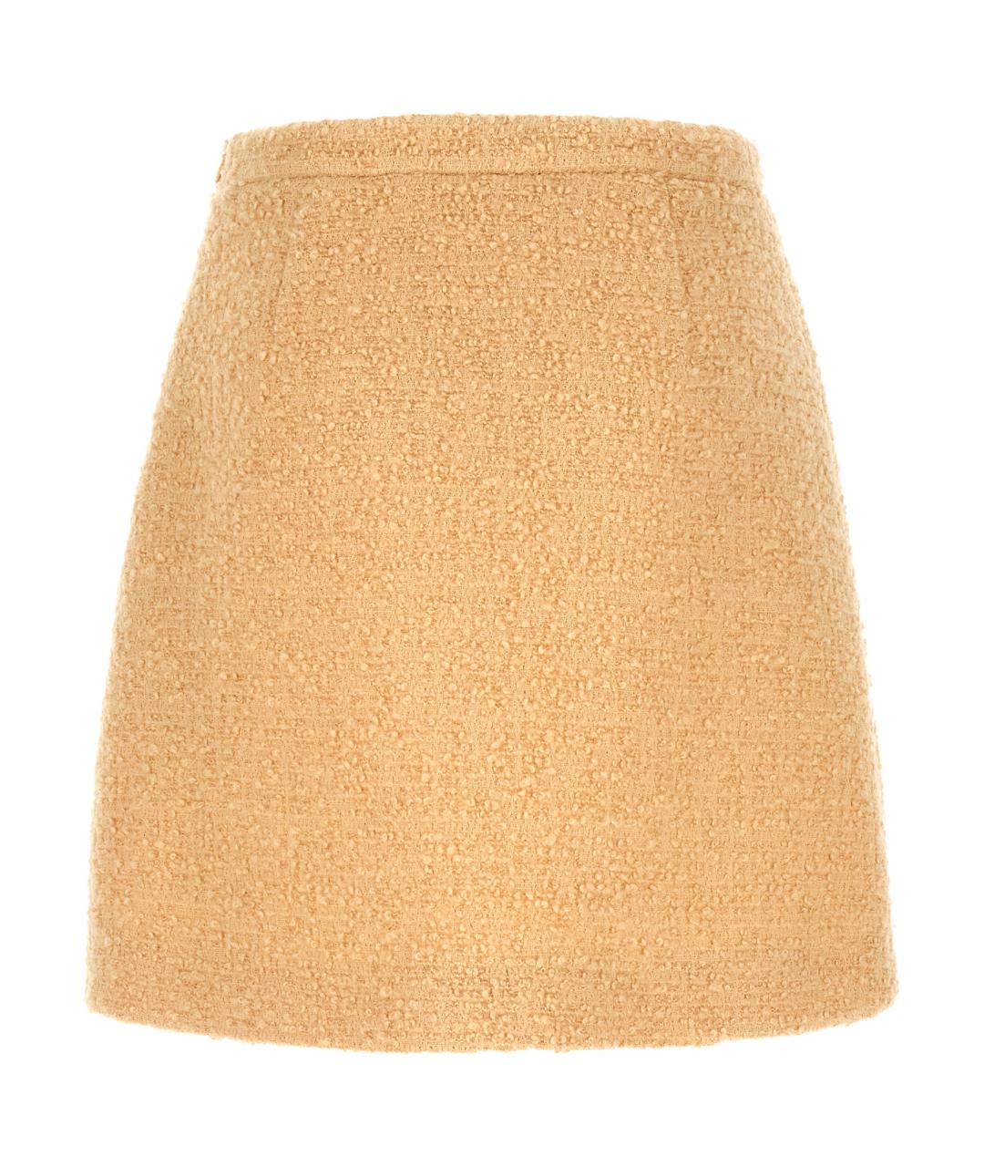 VALENTINO Бежевая шерстяная юбка мини, фото 2