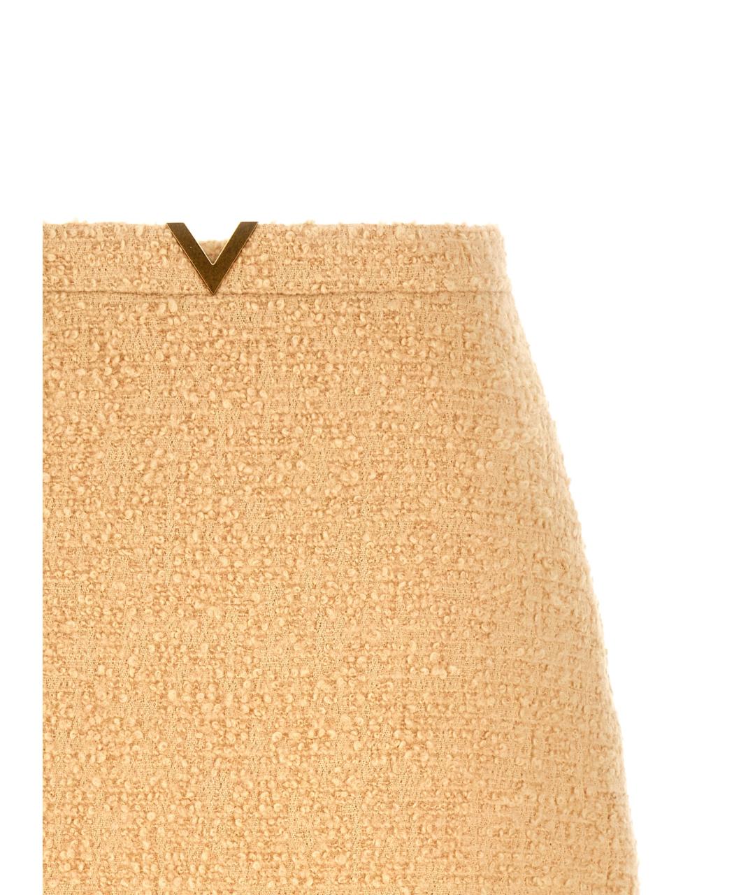 VALENTINO Бежевая шерстяная юбка мини, фото 3