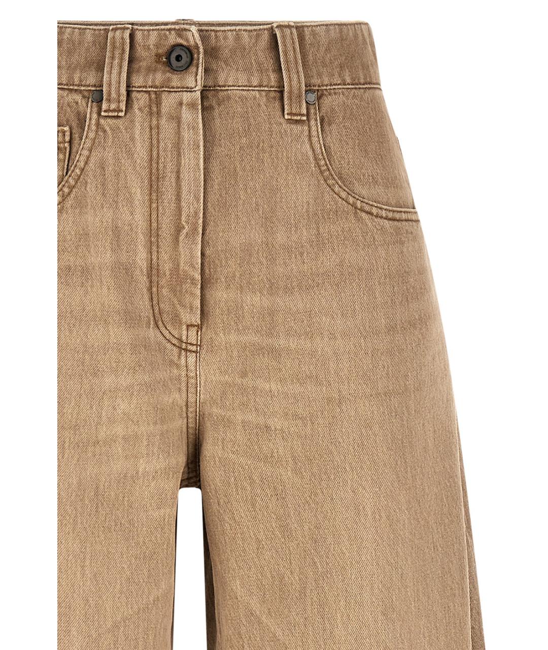 BRUNELLO CUCINELLI Бежевые хлопковые прямые джинсы, фото 3