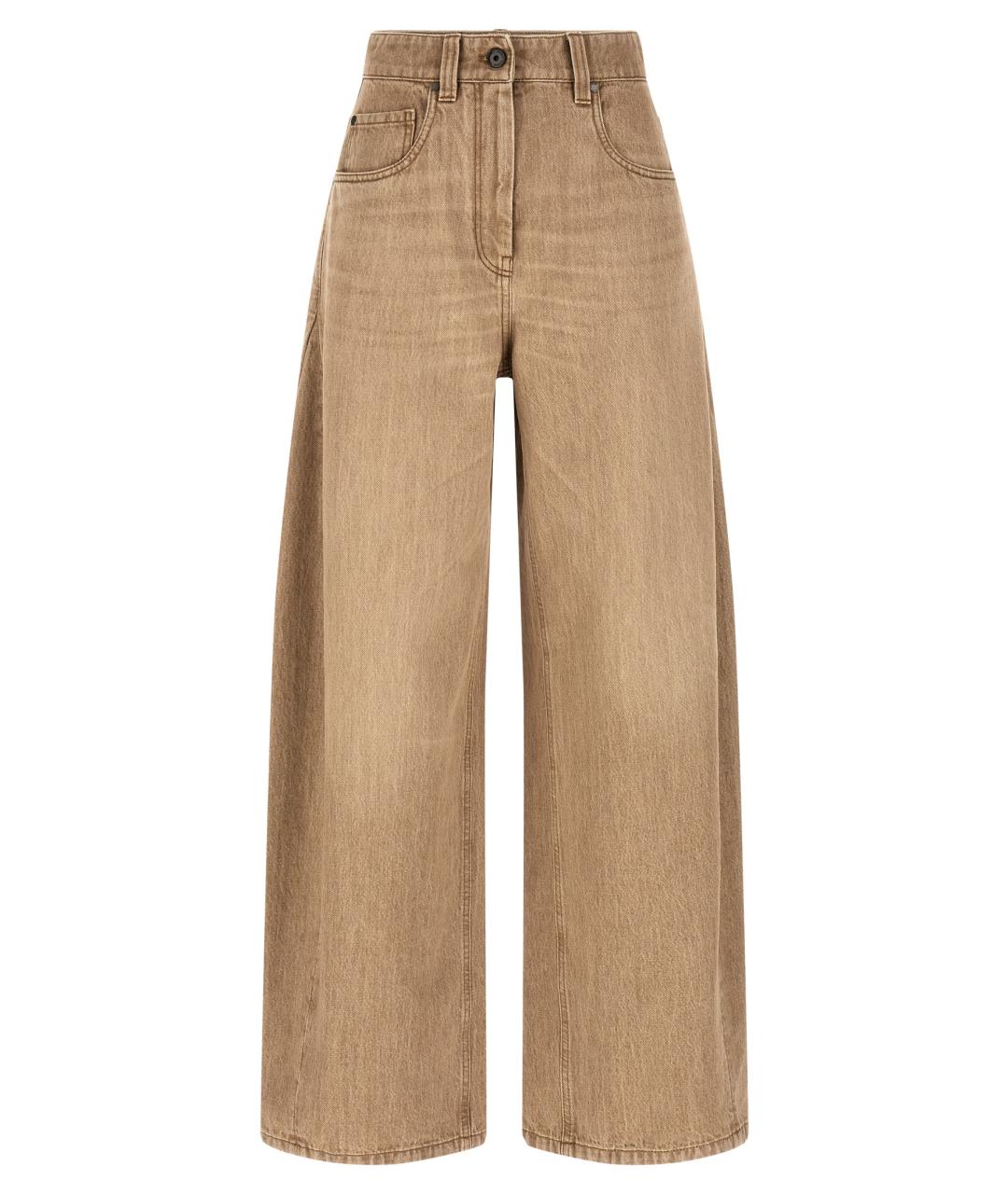 BRUNELLO CUCINELLI Бежевые хлопковые прямые джинсы, фото 1