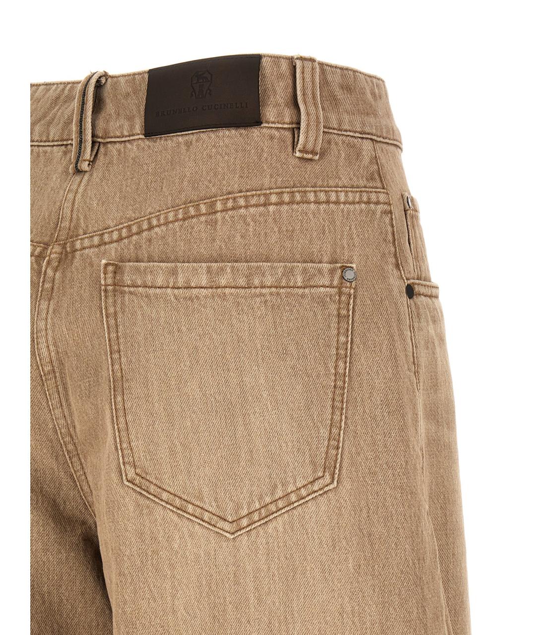 BRUNELLO CUCINELLI Бежевые хлопковые прямые джинсы, фото 4
