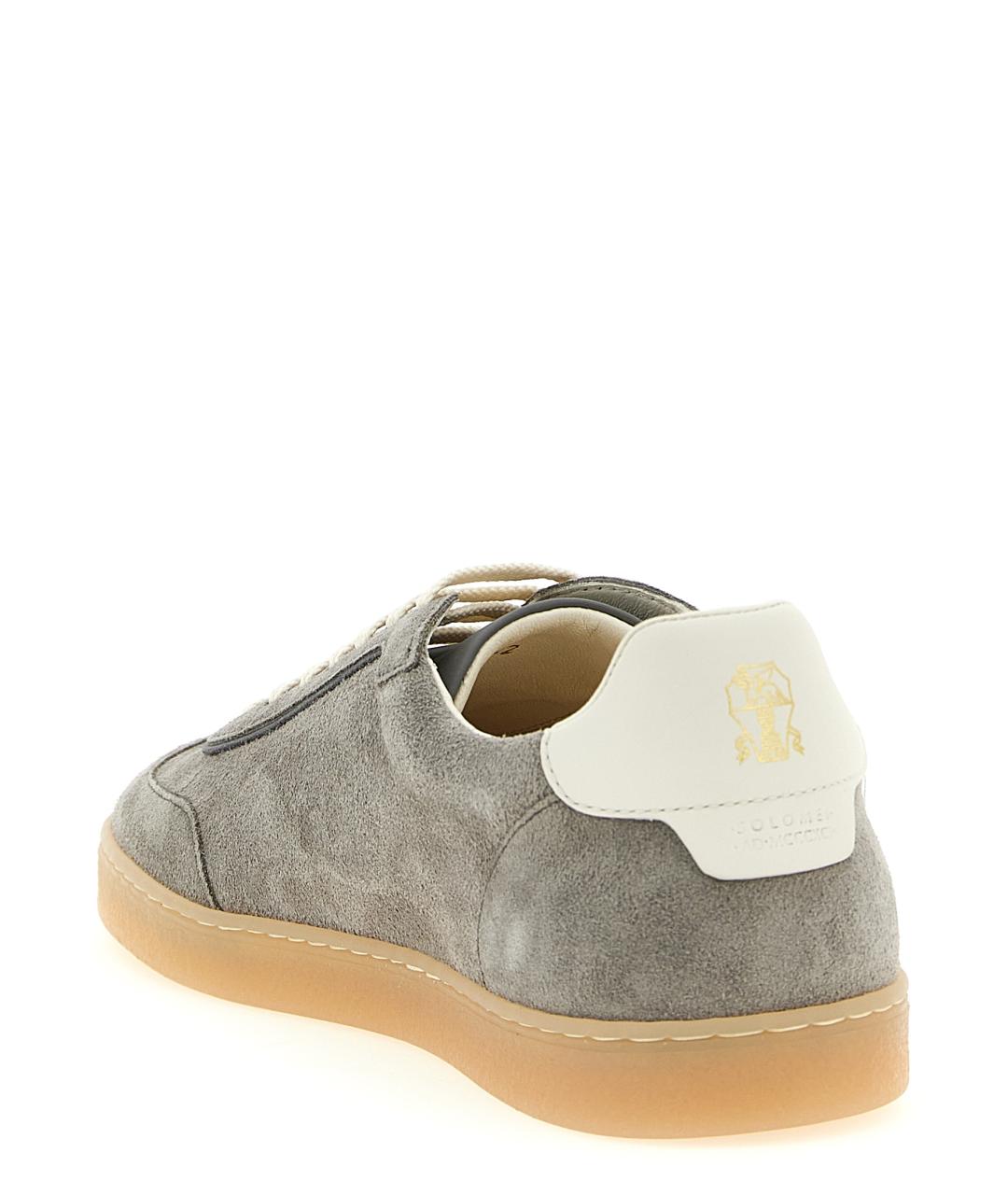 BRUNELLO CUCINELLI Серые замшевые низкие кроссовки / кеды, фото 3
