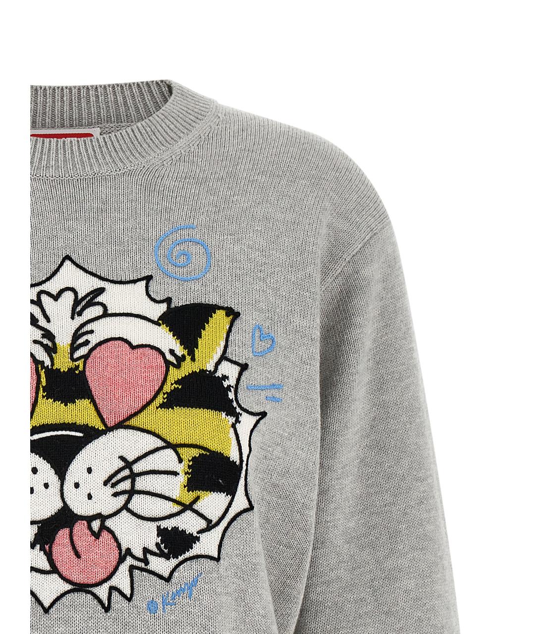 KENZO Серый шерстяной джемпер / свитер, фото 3