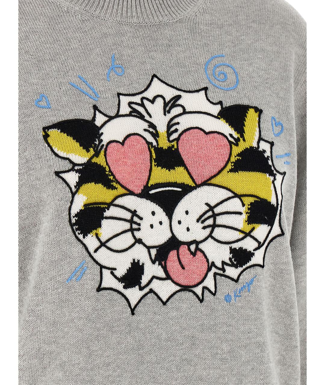 KENZO Серый шерстяной джемпер / свитер, фото 4