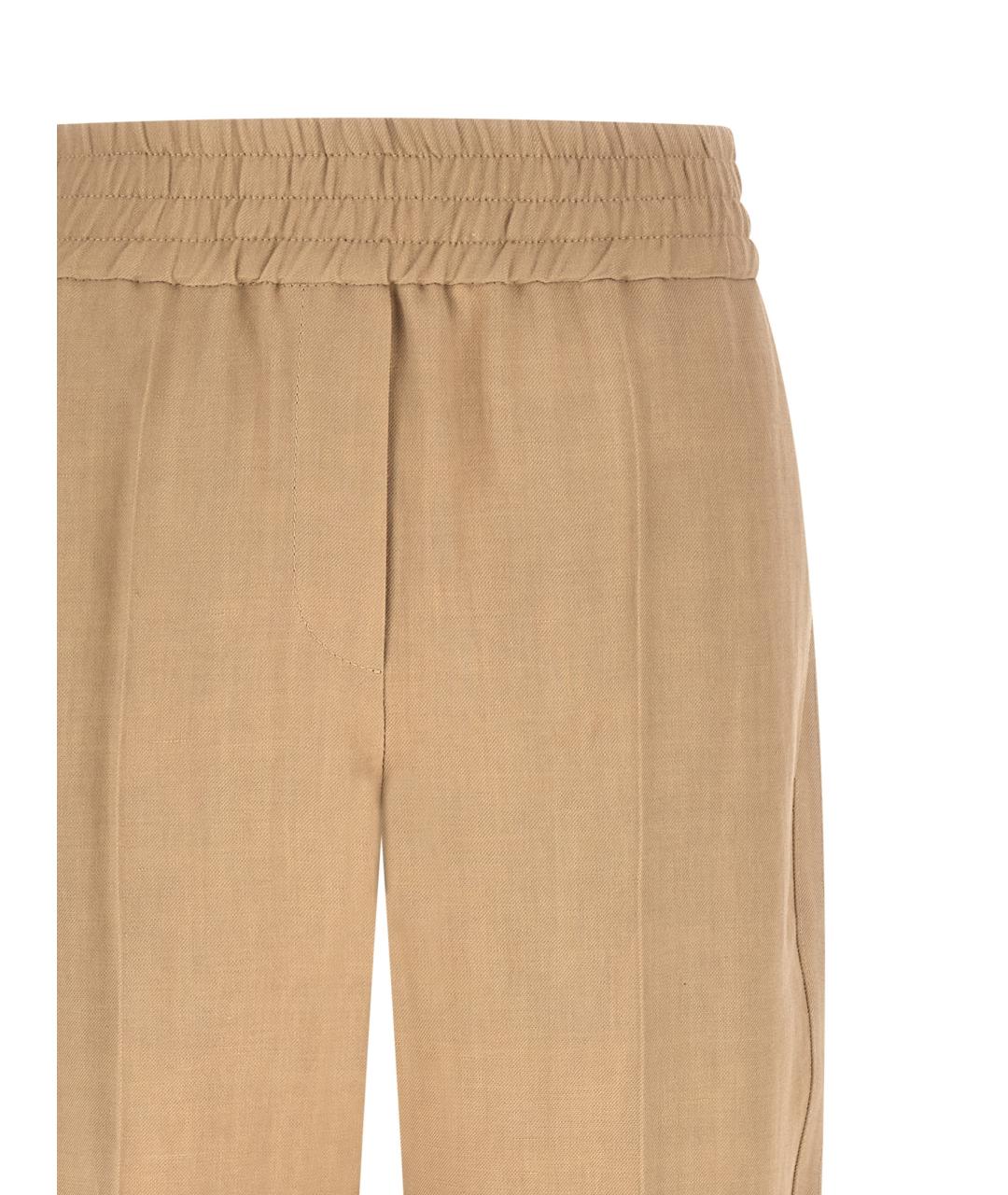 BRUNELLO CUCINELLI Бежевые вискозные прямые брюки, фото 3