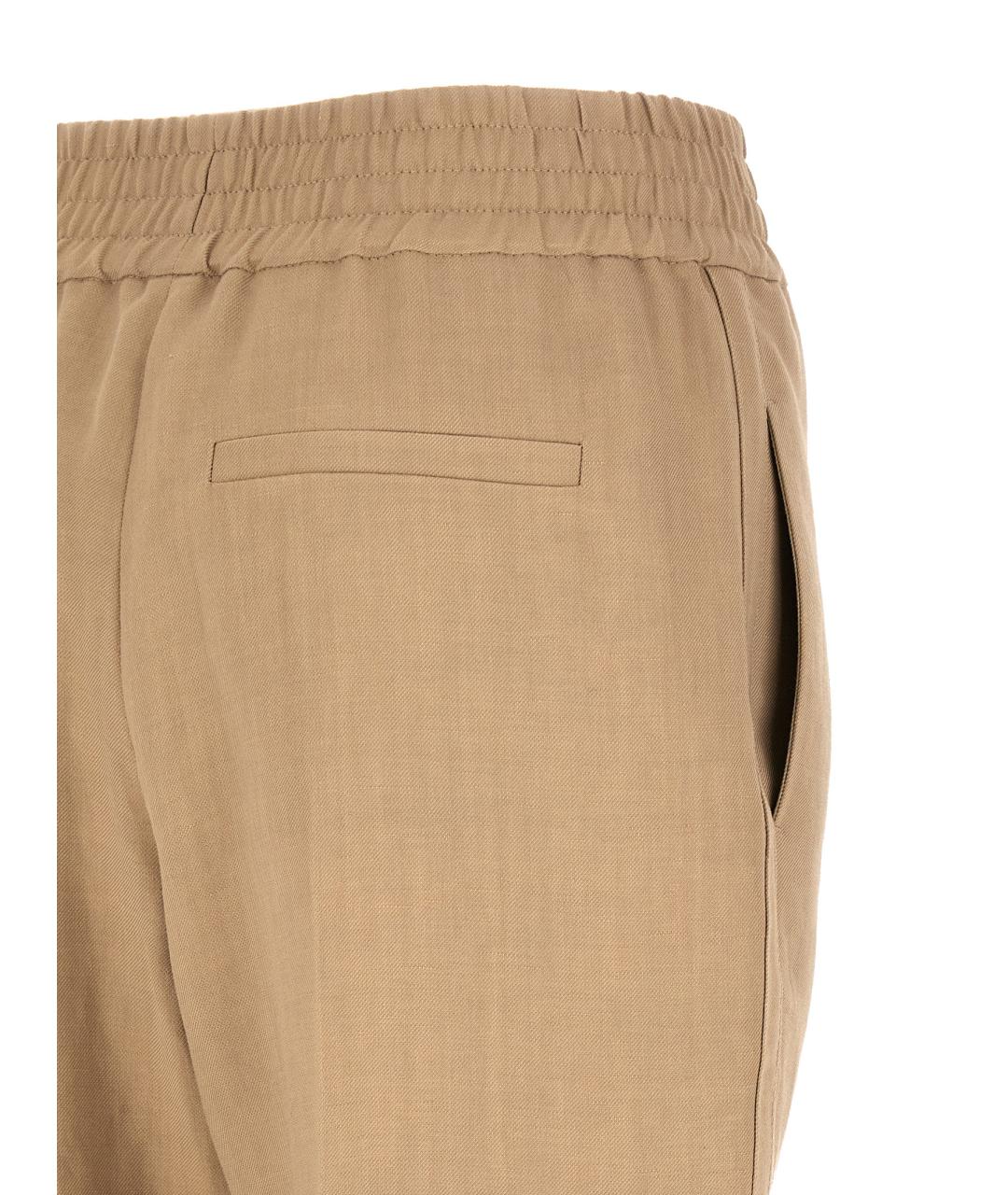 BRUNELLO CUCINELLI Бежевые вискозные прямые брюки, фото 4