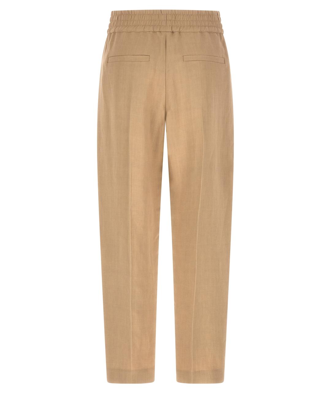 BRUNELLO CUCINELLI Бежевые вискозные прямые брюки, фото 2