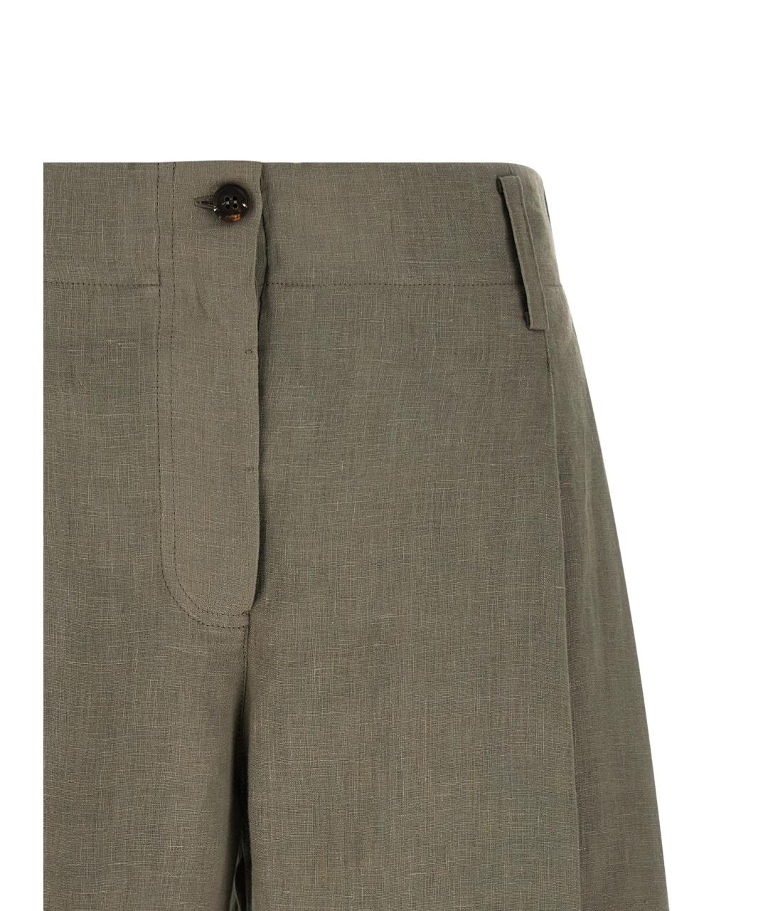 BRUNELLO CUCINELLI Зеленые льняные шорты, фото 3