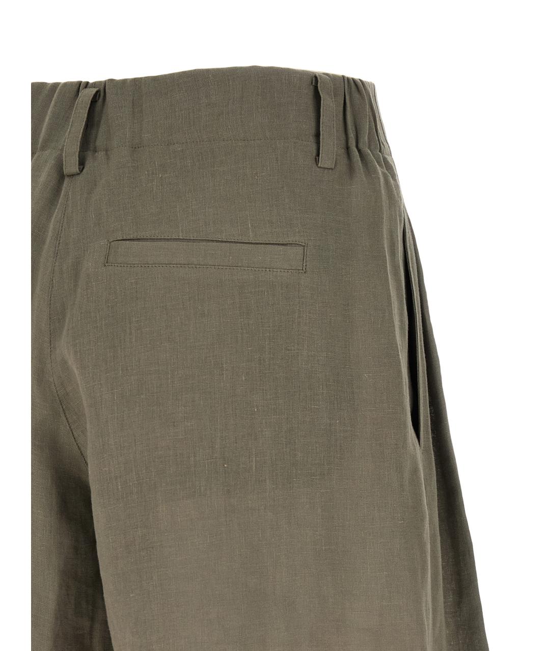 BRUNELLO CUCINELLI Зеленые льняные шорты, фото 4