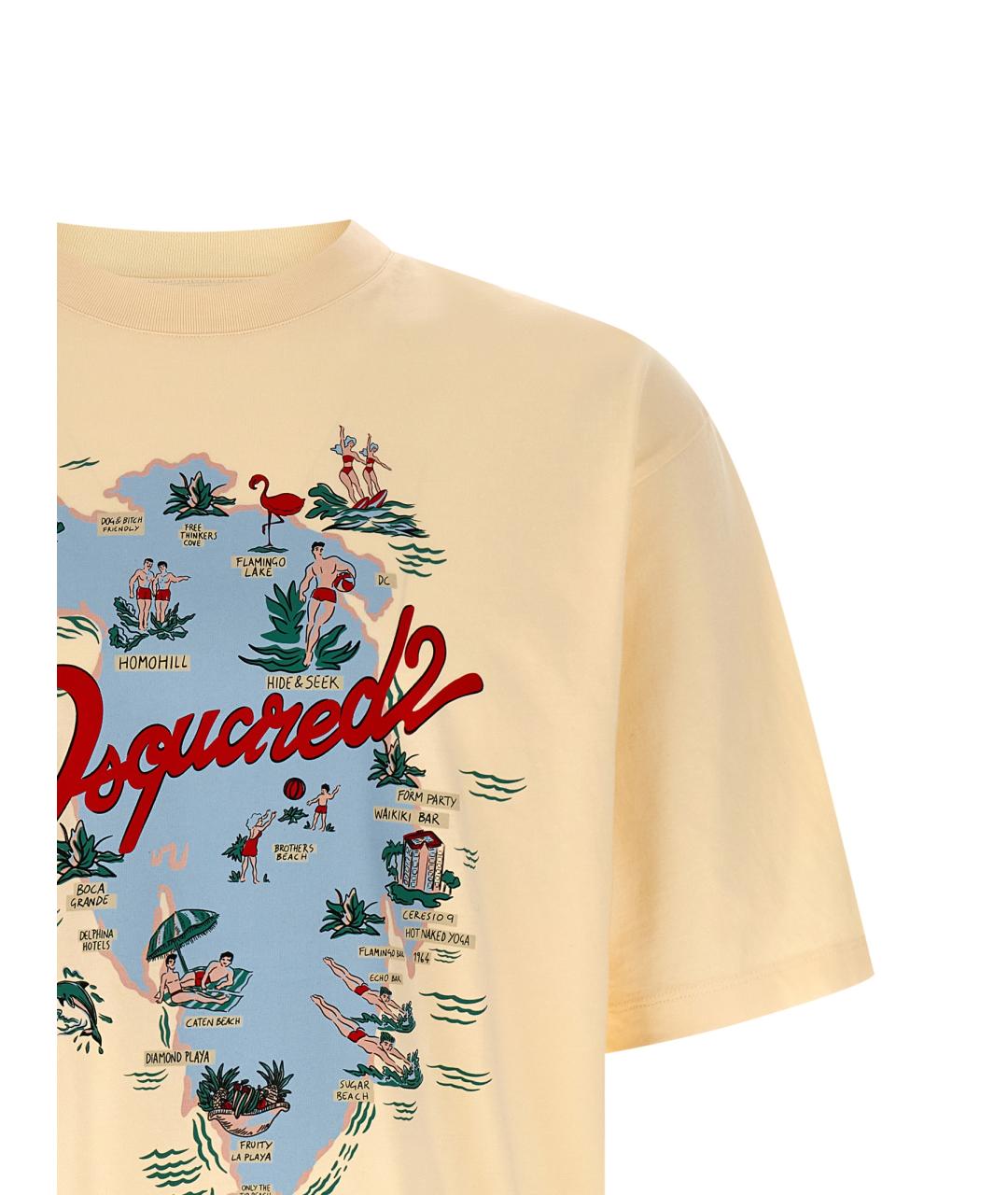 DSQUARED2 Бежевая хлопковая футболка, фото 3