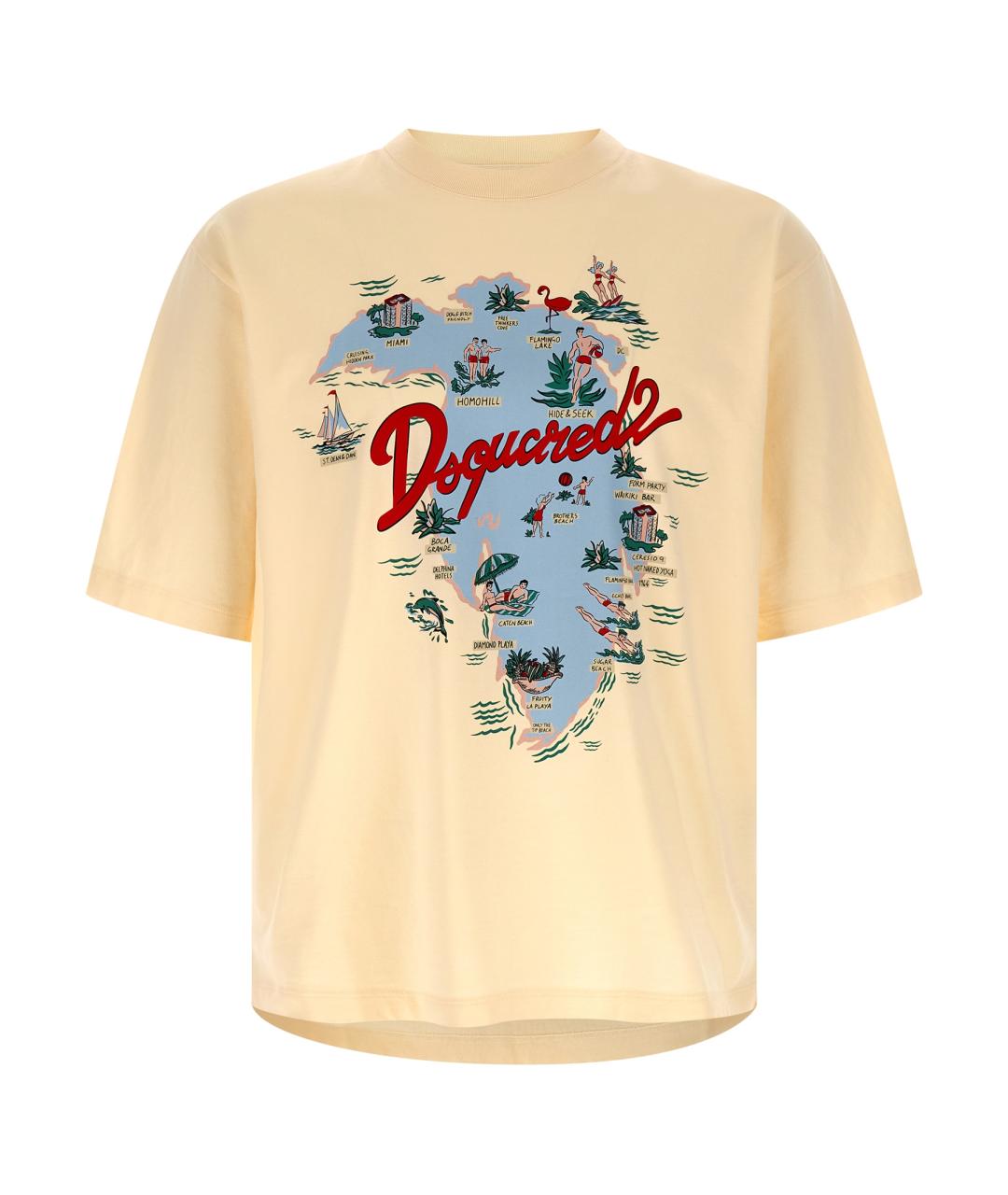 DSQUARED2 Бежевая хлопковая футболка, фото 1