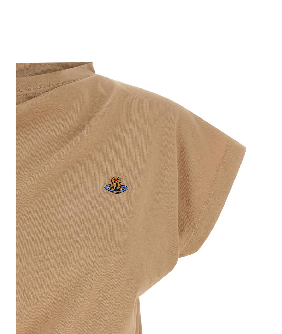 VIVIENNE WESTWOOD Бежевая хлопковая футболка, фото 3