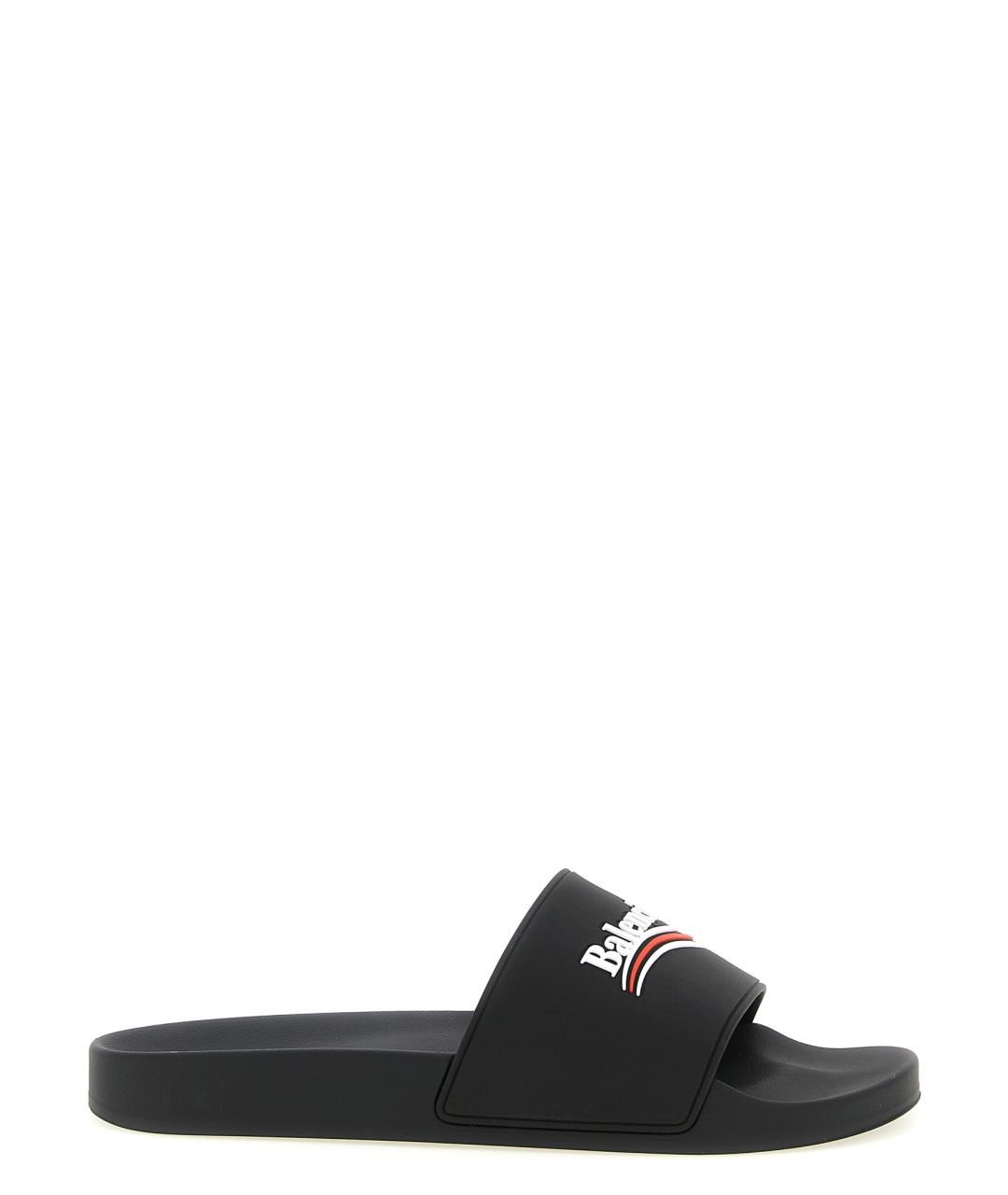 BALENCIAGA Черные резиновые шлепанцы, фото 1