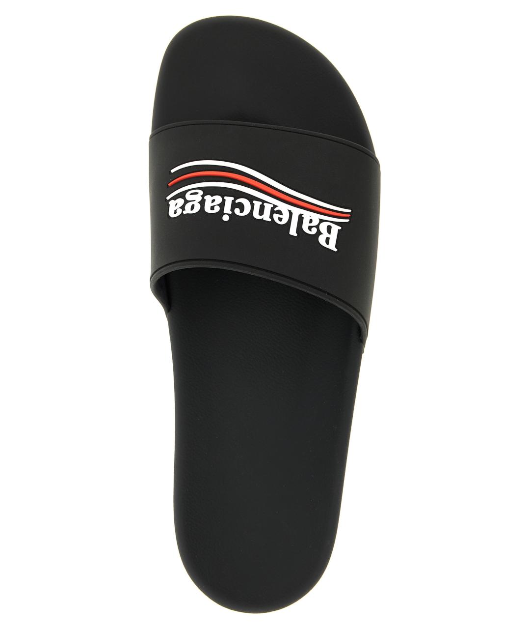 BALENCIAGA Черные резиновые шлепанцы, фото 4