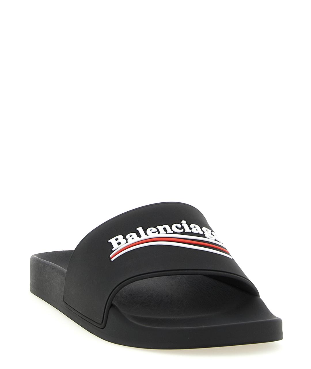BALENCIAGA Черные резиновые шлепанцы, фото 2