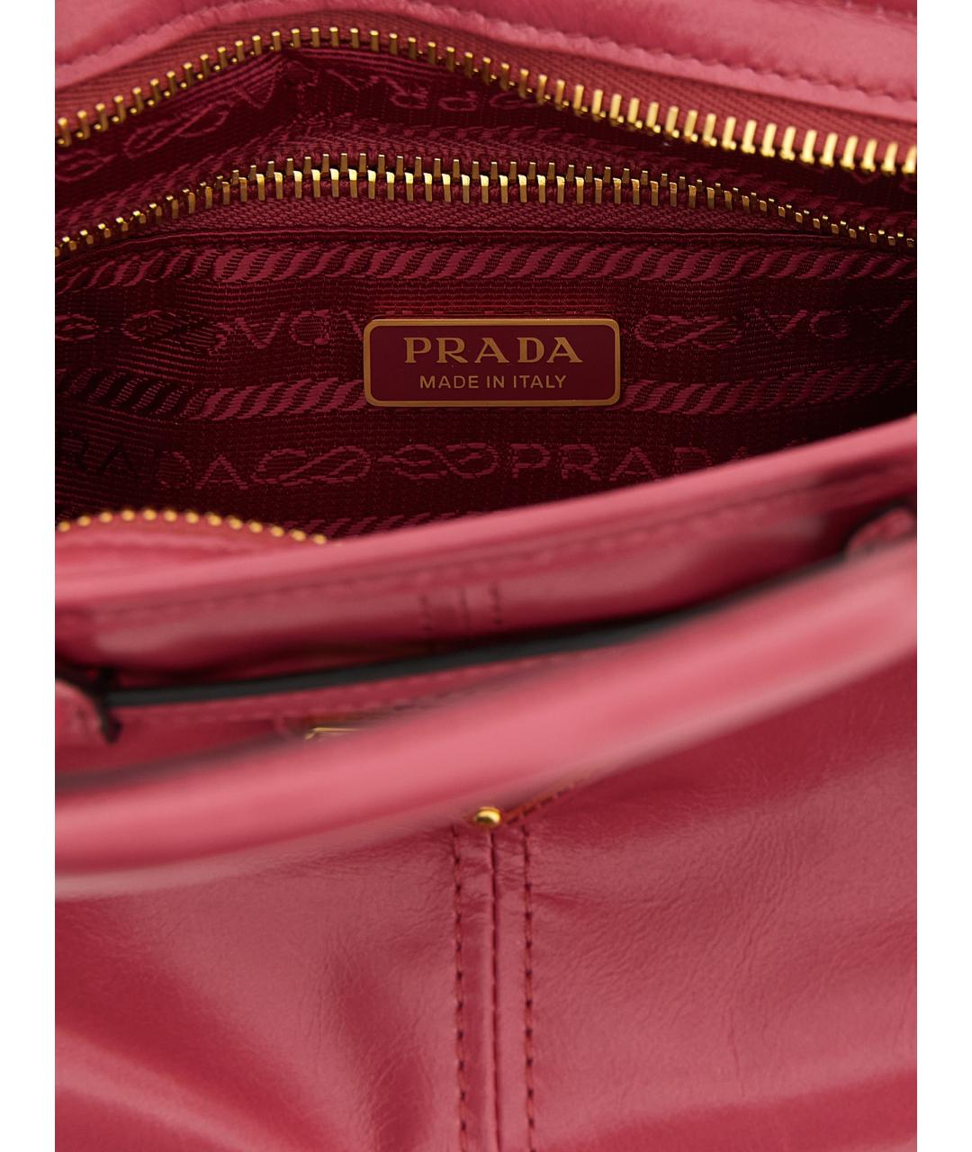 PRADA Фуксия кожаная сумка с короткими ручками, фото 4
