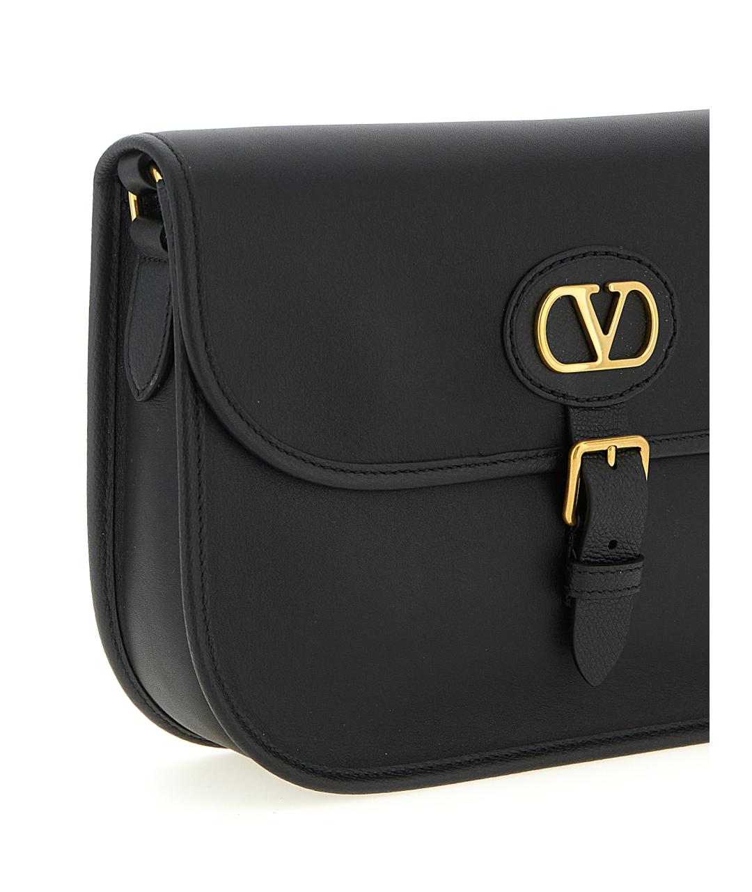 VALENTINO Черная кожаная сумка на плечо, фото 3