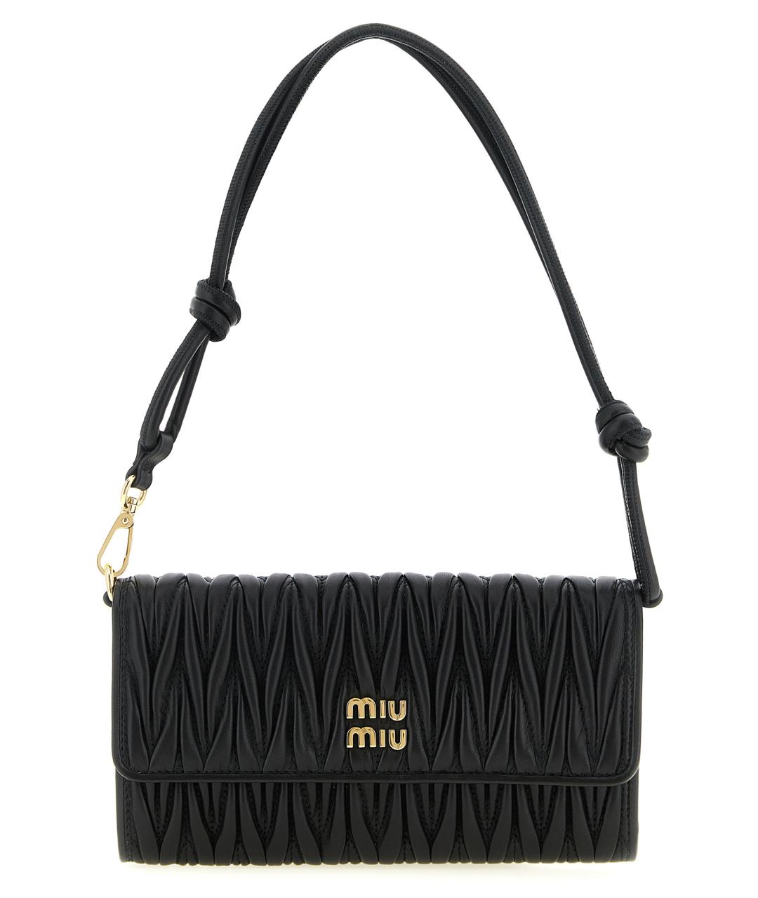 MIU MIU Черная кожаная сумка через плечо, фото 1