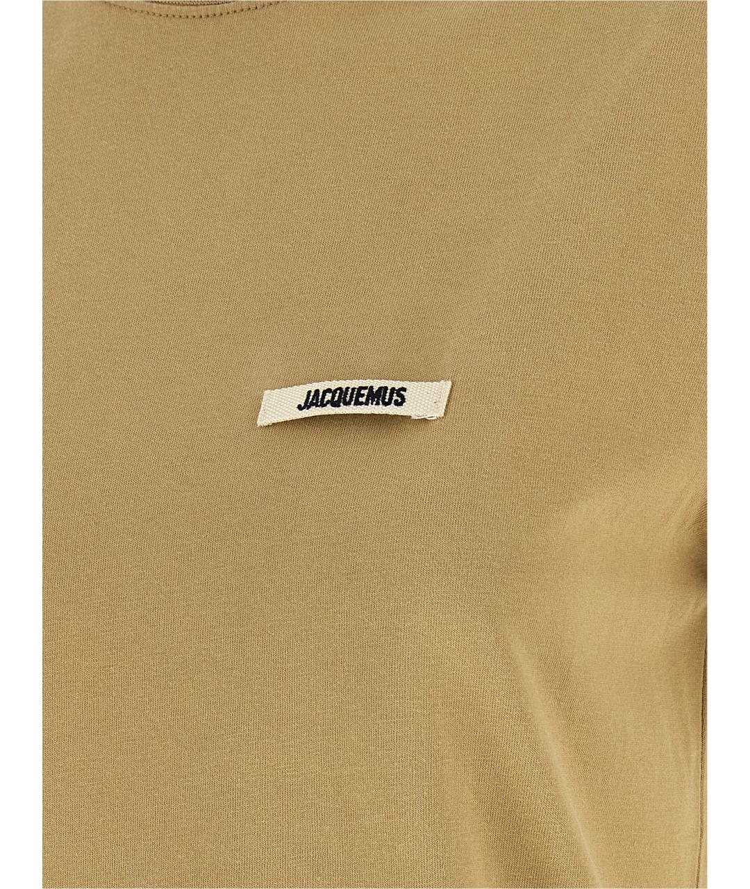 JACQUEMUS Бежевая хлопковая футболка, фото 4